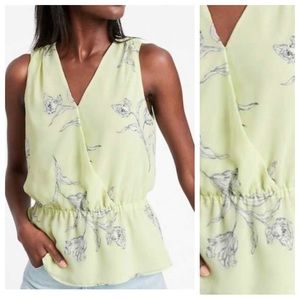 BANANA REPUBLIC | peplum v-neck tank top blouse in sea foam floral, size large